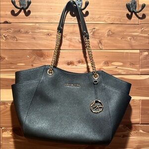 Michael Kors Black Tote with Gold Accents